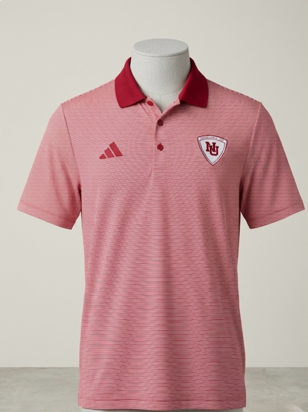Adidas Men's ULT365 ST Golf Polo Shirt  Size Medium  Red/White Striped  NWT